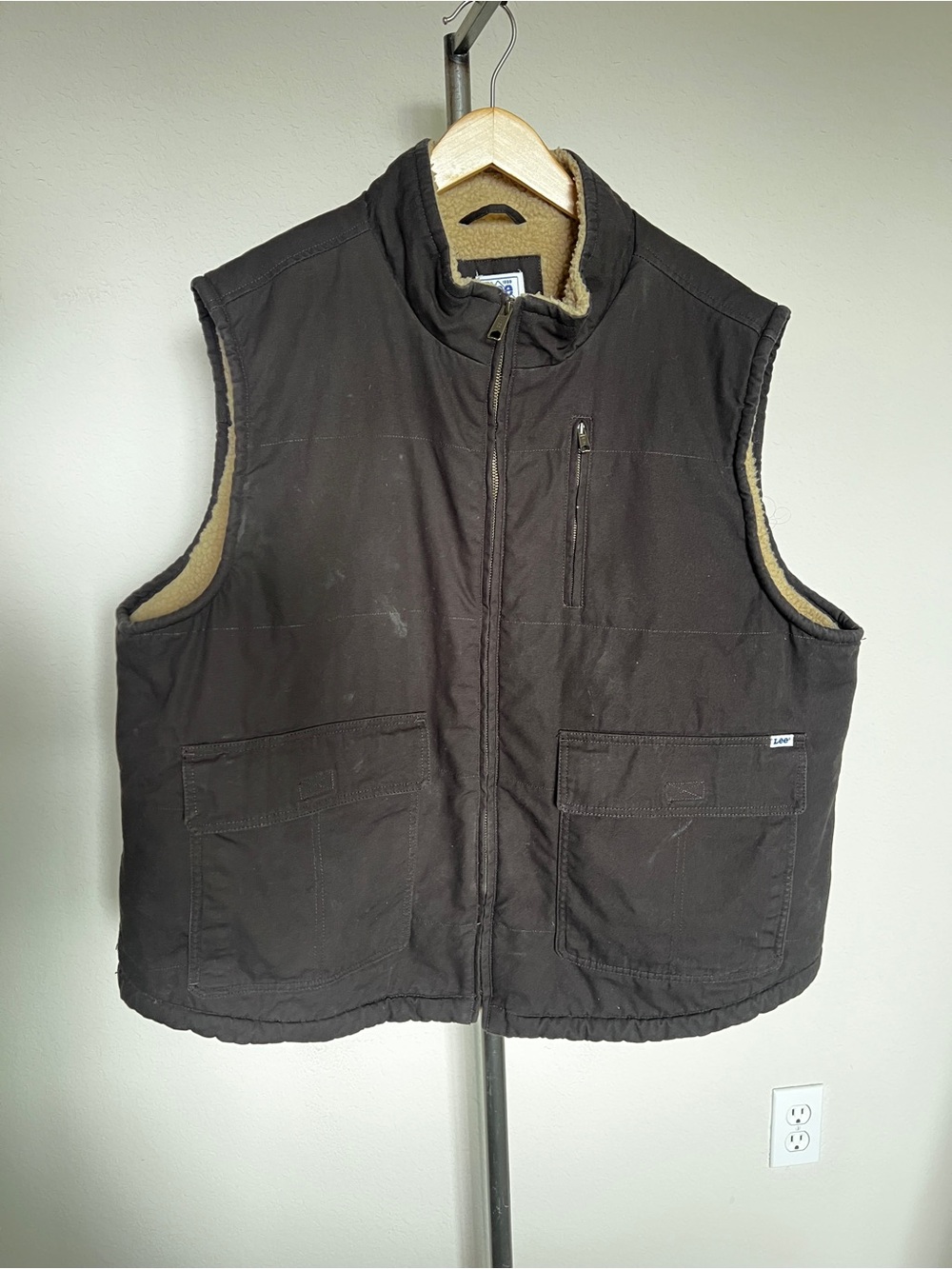 Lee Men's Dark Brown Sherpa-Lined Work Vest size XXL